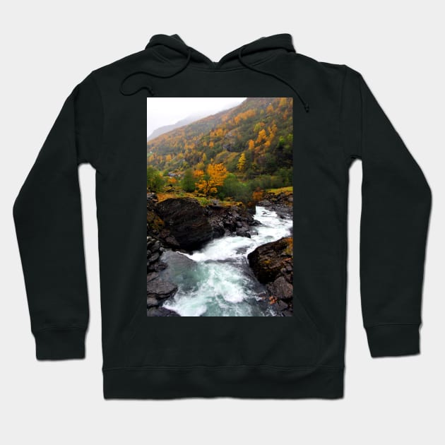 Waterfall Flamsdalen Valley Flam Norway Hoodie by AndyEvansPhotos